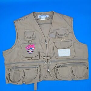 Vintage Camel Joe's Fish & Game‎ Club Utility Fishing Vest Outdoor Hiking Khaki